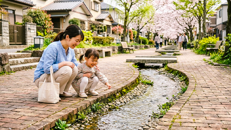 日本のせせらぎ水路のイメージ画像