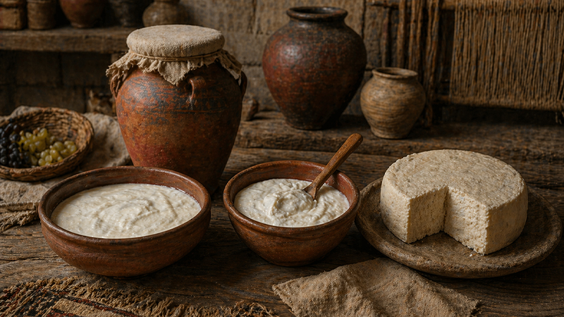 古代のヨーグルトとチーズのイメージ画像